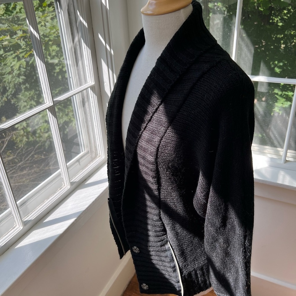 ZARA cardigan with snap and zipper closure for moto look, large shawl collar